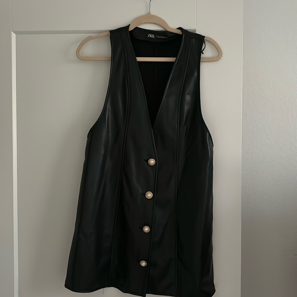 Zara Black Leather Bell Dress